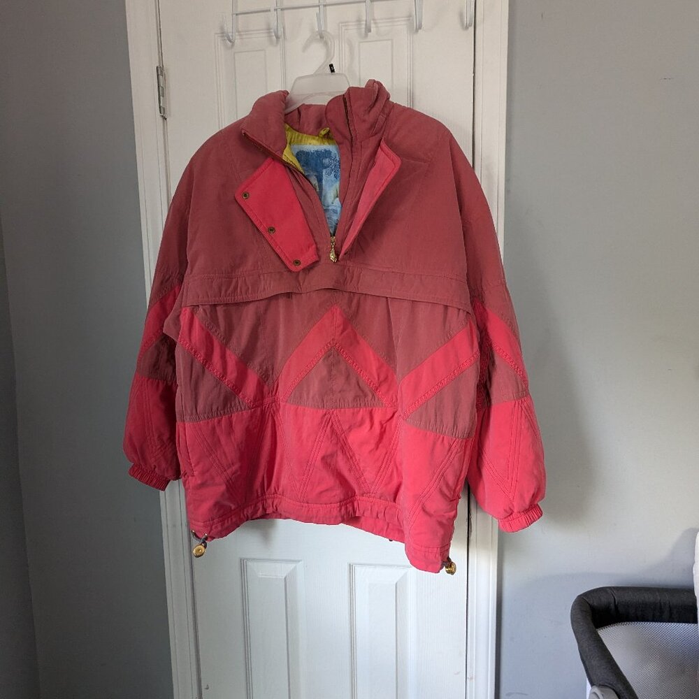 Vintage Phenix Winter Coat, Pink and Red, Multiple Pockets, Size 12